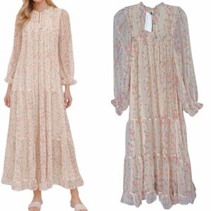 Shop Stevie Sonia Floral Midi Dress Women’s S Tiered Ruffle Boho Cottagecore NWT
